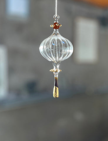 Flameworked glass ornament - Amber