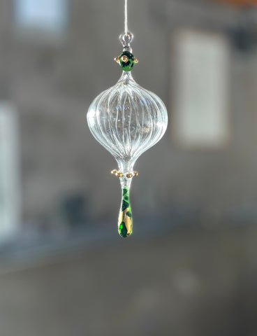 Flameworked glass ornament - Green