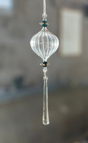 Luxury Flameworked glass ornament - Teal