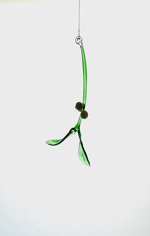 Flameworked glass Mistletoe ornament- single